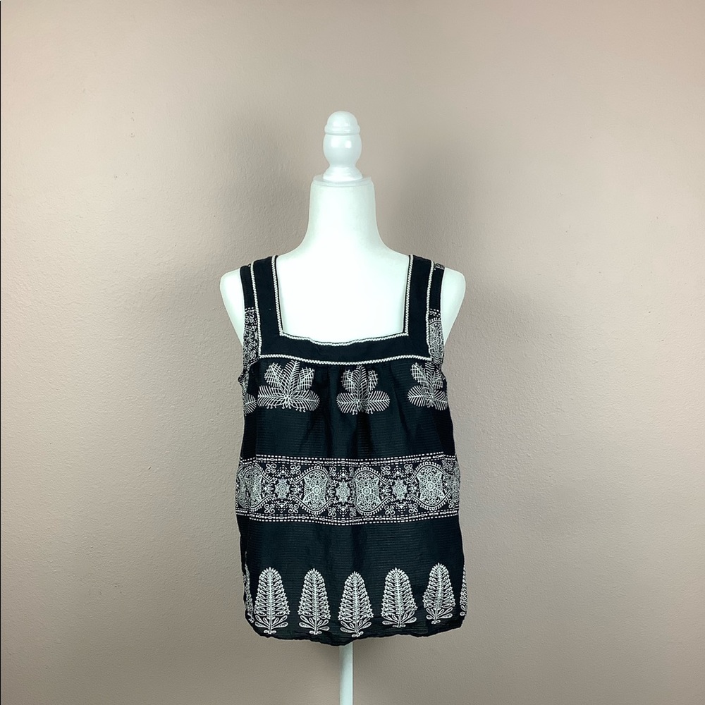 Luck Brand Floral Black Tank Top